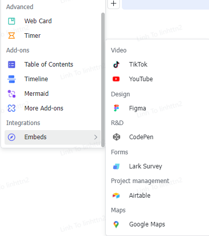 nhóm tính năng nâng cao của lark docs